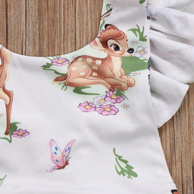 Conjunto de Verano para Bebé Niña con Venado Cartoon y Diadema con Lazo - Image 4