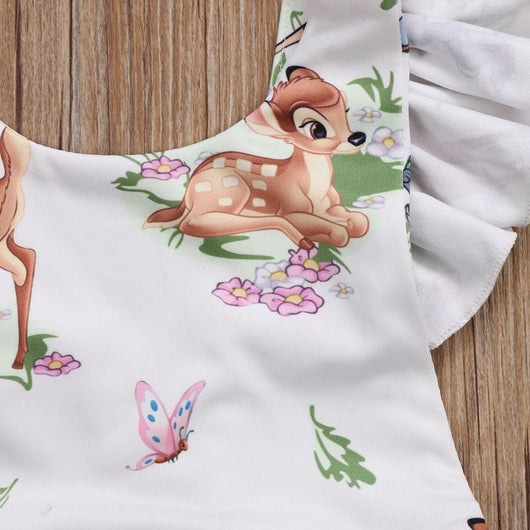 Conjunto de Verano para Bebé Niña con Venado Cartoon y Diadema con Lazo - Image 4