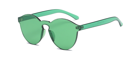 Frameless round brown transparent sunglasses with an integrated design, featuring jelly-like lenses and matching temples. - Image 5