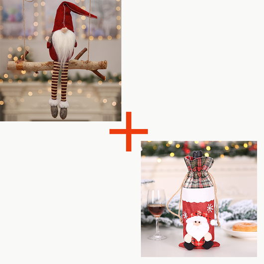 Calcetines Navideños con Botellas de Vino y Muñeco Decorativo del Bosque - Image 7
