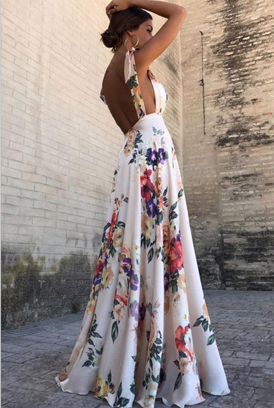 Vestido Floral Minimalista sin Mangas