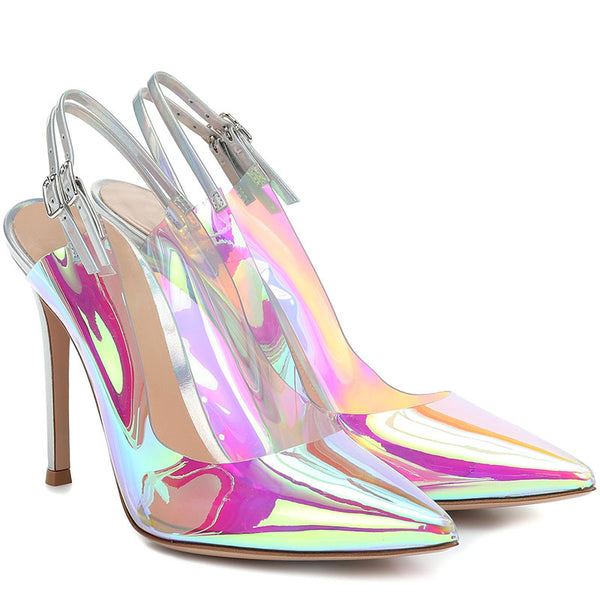 Zapatos Transparentes de Tacón Stiletto para Mujer Talla Grande