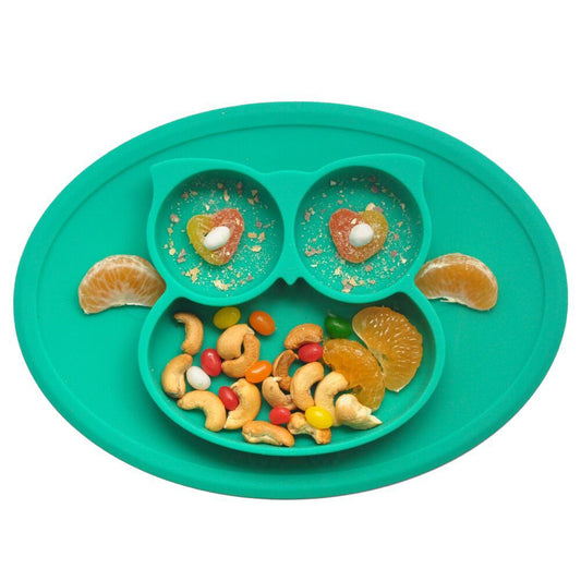 Plato Infantil de Silicona Integrada Grado Alimenticio - Bandeja Antideslizante para Niños