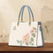 Bolso Diana de Cuero con Bordado de Peonía y Mariposa - Gran Capacidad