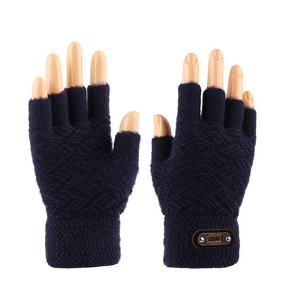 Guantes Hombre Medios Dedos Táctiles Cálidos Tejidos - Image 9