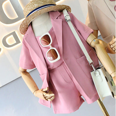 Conjunto de Tres Piezas Infantil: Chaleco, Shorts y Blusa de Gasa Ligera para Primavera y Verano - Image 12