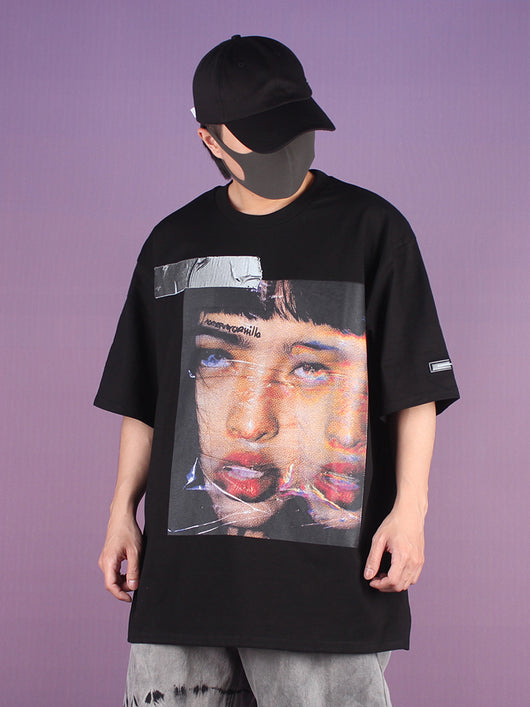 Camiseta Suelta Retro Funeral con Estampado de Retrato - Estilo Trendy de Marca - Image 4