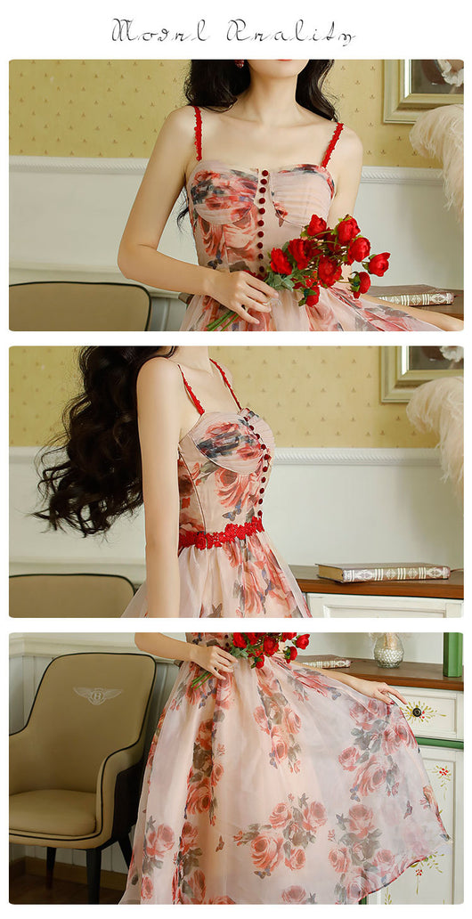 Vestido Floral Vintage con Tirantes y Cintura Ajustada para Verano - Image 12