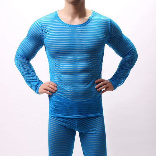 Camiseta Manga Larga a Rayas Talla Grande para Hombre - Image 8