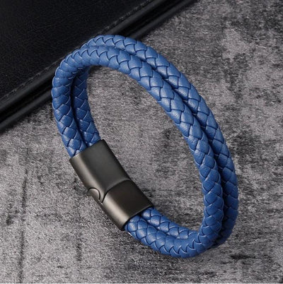 Pulsera de Cuero Multicapa con Aleación para Hombre - Diseño Negro Elegante - Image 8