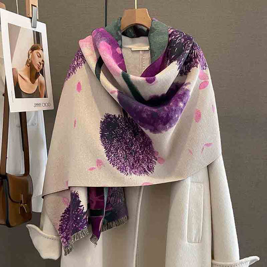 Bufanda de Cachemira Artificial Estampada para Mujer - Chal Grueso a Prueba de Viento - Image 10