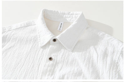 Camisa Ligera de Algodón, Lino y Ramio con Solapa - Manga Corta - Image 27