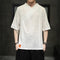 Camiseta V-Neck de Algodón y Lino con Estampado