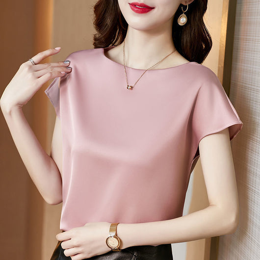 Blusa de Satén Manga Corta - Prenda Base Premium para Mujer - Image 4