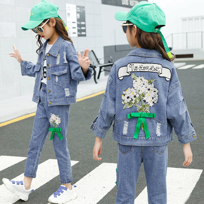 Chaqueta Denim con Solapa para Niñas - Cómoda y Versátil