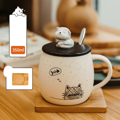 Taza de Cerámica con Tapa y Cucharilla para Café - Diseño Gato - Image 9