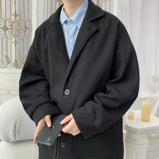 Abrigo de Lana Holgado para Hombre - Otoño e Invierno con Forro de Algodón - Image 12