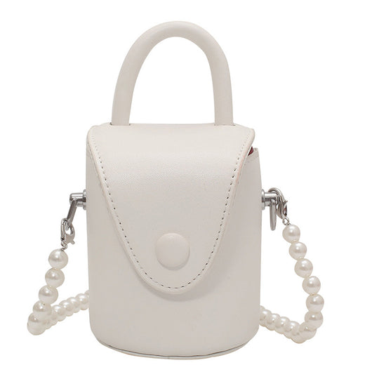 Bolsa Mensajera con Cadena de Perlas Beige - Image 4