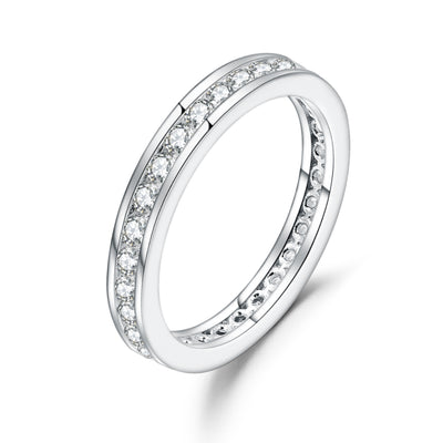 Anillo de Plata 925 con Baño de Oro Blanco y Moissanita en Línea Completa - Image 3