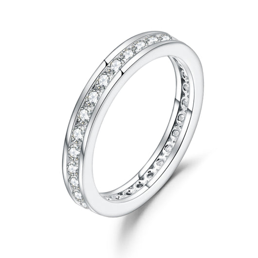 Anillo de Plata 925 con Baño de Oro Blanco y Moissanita en Línea Completa - Image 3
