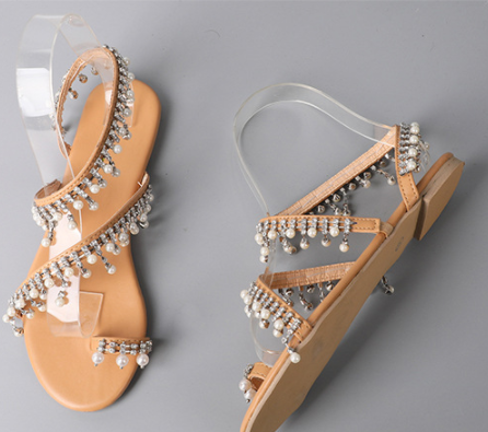 Sandalias Romanas Planas con Perlas para Mujer - Cómodas para Playa - Image 9