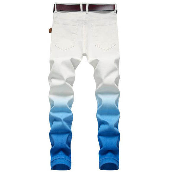 Hand-Dyed Skinny Jeans with Red Gradient - Comfort Stretch