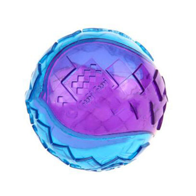 Two-tone blue and orange chewable rubber ball with textured surface for pets, 5cm in size. - Image 5