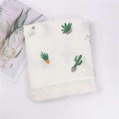 Manta de Algodón Estampada con Flecos para Bebé - Image 8