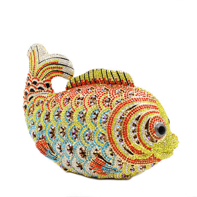 Clutch Dorado con Peces de Diamantes - Diseño Artesanal Elegante para Mujer - Image 6
