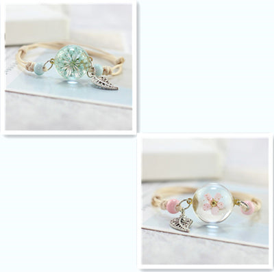 Pulsera Esfera de Cristal con Flores Secas - Diente de León y Estrellas - Image 29