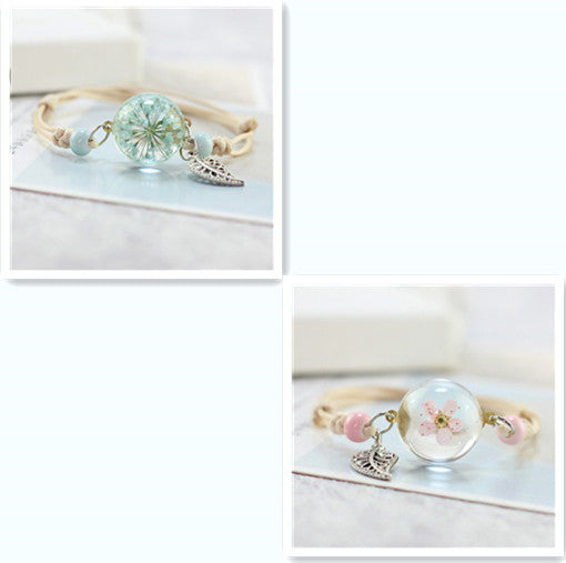 Pulsera Esfera de Cristal con Flores Secas - Diente de León y Estrellas - Image 29