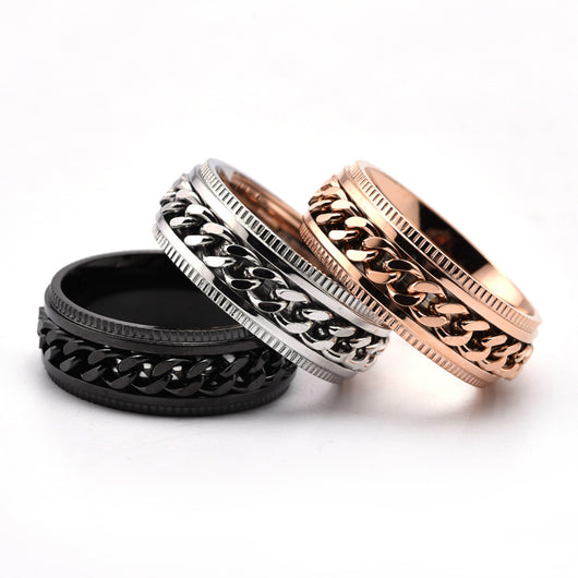 Anillo Giratorio de Acero Inoxidable para Hombre - Anillo Fidget Antiestrés - Image 5
