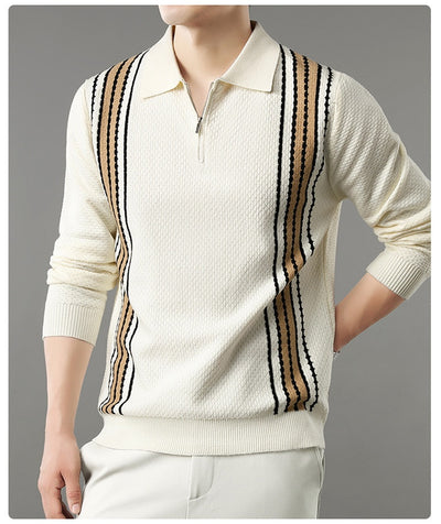 Suéter de Punto Colorblock con Cuello y Cierre Medio Cremallera para Hombre - Image 44