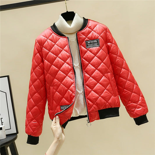 Chaqueta de Algodón Slim con Cuello Parado y Costuras Estilo Coreano