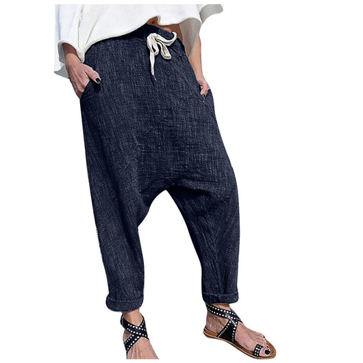 Pantalones Anchos de Lino y Algodón con Bolsillos para Mujer Talla Grande - Image 19