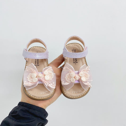 Sandalias Princesa con Moño de Tul Suave para Bebé