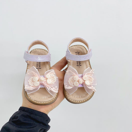 Sandalias Princesa con Moño de Tul Suave para Bebé