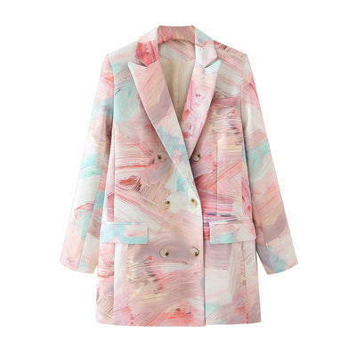 Saco Blazer Doble Botonadura con Estampado Graffiti para Mujer - Image 5