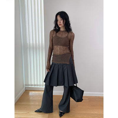 Pantalón Casual Coreano Falsa Dos Piezas con Diseño de Peto - Image 3