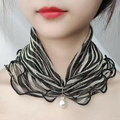 Pañuelo de Seda Decorativo Estampado con Encaje - Accesorio Elegante Versátil - Image 14