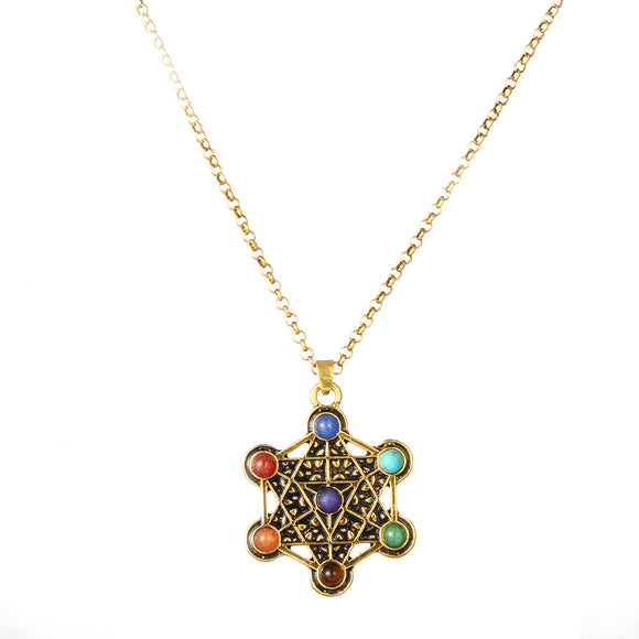 Collar Colgante de Piedra Energética Plata Oculta para Yoga