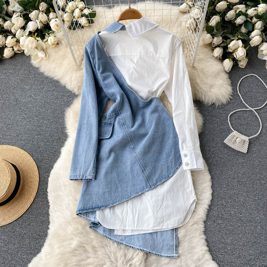 Vestido Camisero Denim con Costuras Irregulares - Image 2