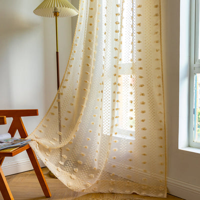 Cortinas Bohemias Texturizadas con Bordado Floral - Image 3