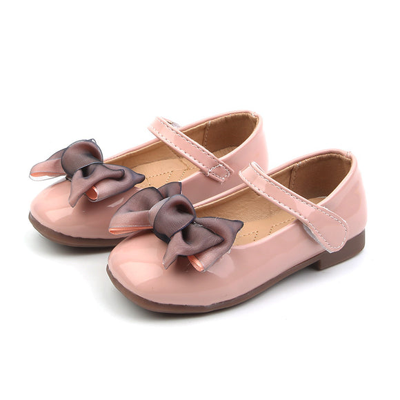 Zapatos de Cuero para Niña con Moño Coreano - Estilo Princesa