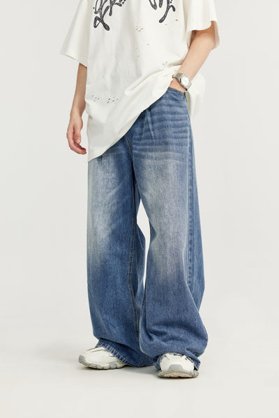 Pantalones Vaqueros Rectos Talla Alta para Hombre - Corte Ancho Lavado - Image 25