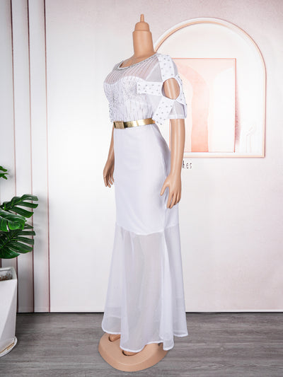 Vestido de Noche Fiesta Lujo Diamantes Bordados Cola Sirena - Image 20