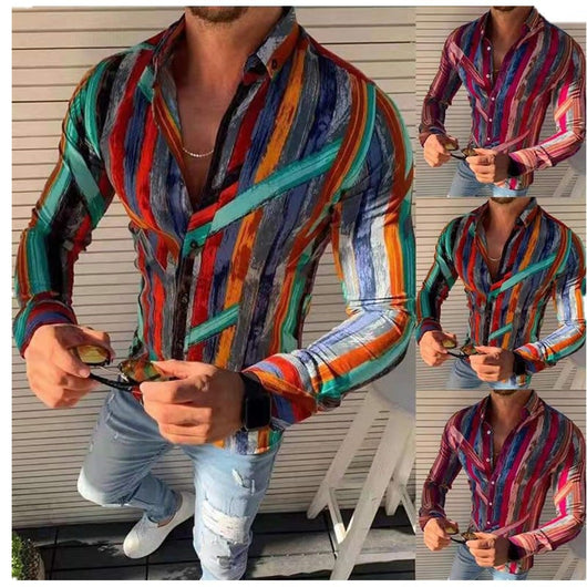 Camisa Estampada de Manga Larga para Hombre - Línea Ejecutiva