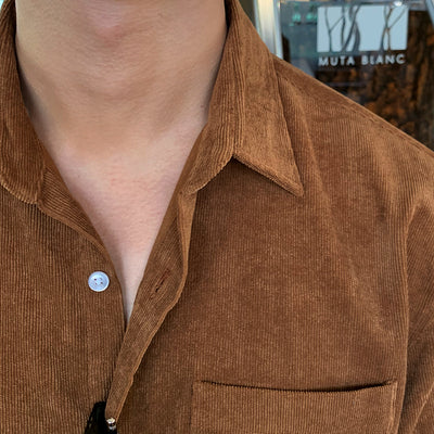 Camisa de Pana Retro Manga Larga para Hombre - Image 4