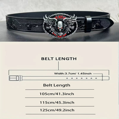 Cinturón de Cuero para Hombre con Hebilla de Aleación y Diseño Vintage Grabado - Image 6