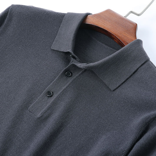 Polo de Lana Fina Merino para Hombre - Camisa de Manga Larga Elegante - Image 4